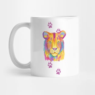 Lion head with watercolors Mug